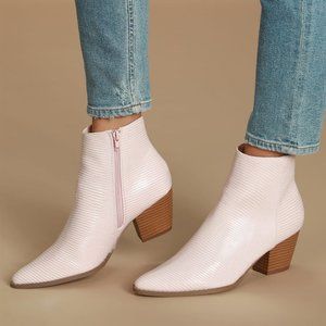 NWOT Lulus | Spirit Blush Snake Pointed Toe Ankle Booties